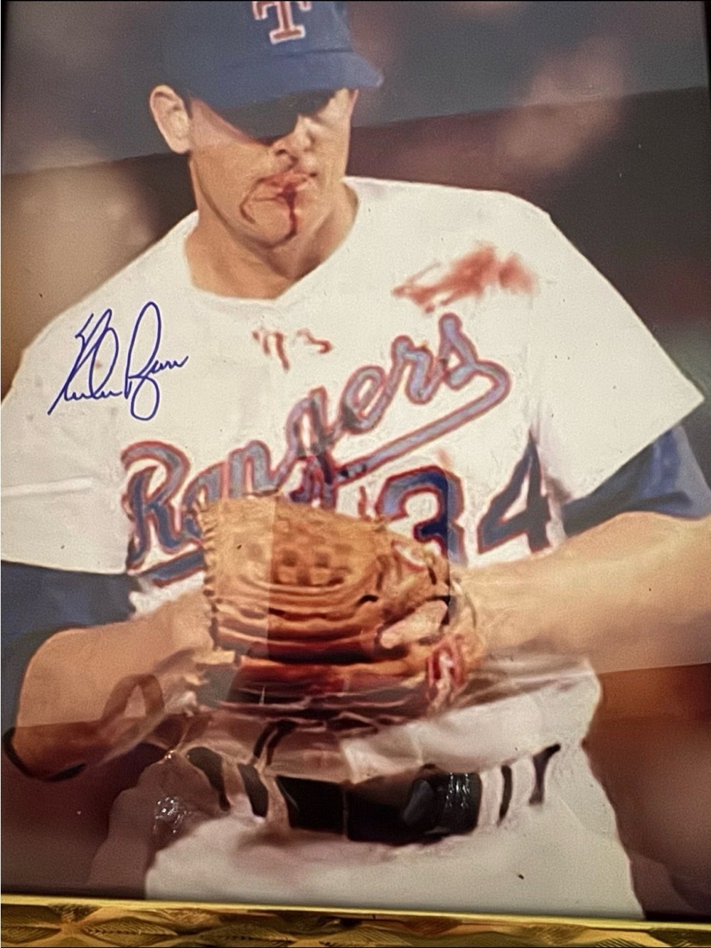 Rangers NOLAN RYAN Autographed Signed Auto 8 x 10 "Blood" Photo w/COA.